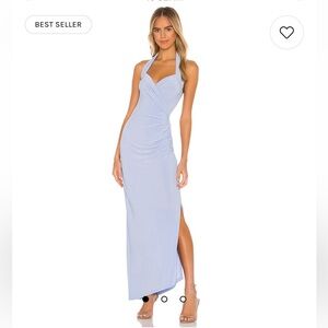 Norma Kamali Light Blue Halter Maxi Dress
